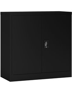 Commercial Metal Black Storage Cabinet Lockable with 2 Shelves 900x400x900mm | Stalwart FCA9BLACK