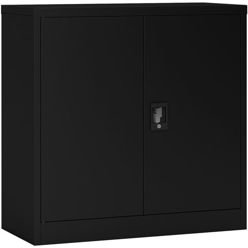 Commercial Metal Black Storage Cabinet Lockable with 2 Shelves 900x400x900mm | Stalwart FCA9BLACK