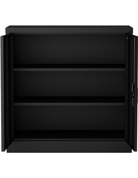 Commercial Metal Black Storage Cabinet Lockable with 2 Shelves 900x400x900mm | Stalwart FCA9BLACK