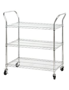 Commercial Utility Cart Chrome Wire 3 Tier 900x450x1100mm | DA-TR9045110A3CW