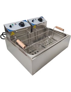 Commercial Twin Fryer Electric 14 litre 2.5+2.5kW Countertop | Stalwart DA-WHCD171