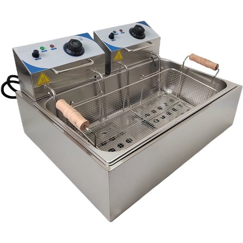 Commercial Twin Fryer Electric 14 litre 2.5+2.5kW Countertop | Stalwart DA-WHCD171