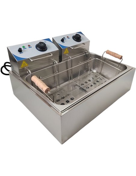 Commercial Twin Fryer Electric 14 litre 2.5+2.5kW Countertop | Stalwart DA-WHCD171