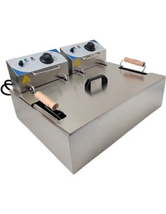 Commercial Twin Fryer Electric 14 litre 2.5+2.5kW Countertop | Stalwart DA-WHCD171 2