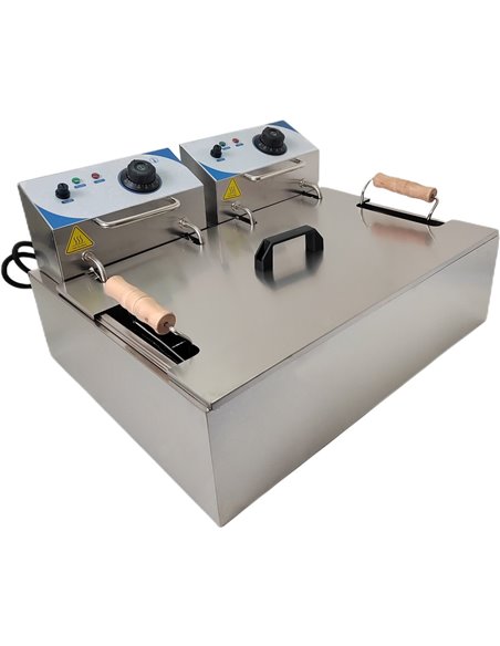 Commercial Twin Fryer Electric 14 litre 2.5+2.5kW Countertop | Stalwart DA-WHCD171