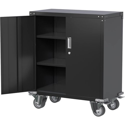Commercial Storage Cabinet with wheels Black 820x410x900mm | Stalwart DA-DL9