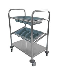 Cutlery &amp Tray Trolley 2 trays &amp Undershelf 570x350x860mm | DA-CTT2
