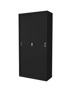 Commercial Sliding Door Steel Black Storage Cupboard with 4 Shelves and Lock 900x400x1850mm | Stalwart DA-FCC18BLACK 2