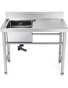Commercial Sink Stainless steel 1200x600x900mm 1 bowl left Splashback | Stalwart SINK12060LEFT