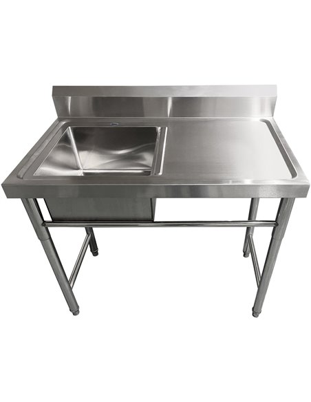 Commercial Sink Stainless steel 1200x600x900mm 1 bowl left Splashback | Stalwart SINK12060LEFT Commercial Sink Stainless steel 1200x600x900mm 1 bowl left Splashback | Stalwart SINK12060LEFT