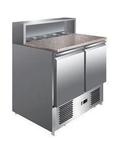 Pizza Prep Table 2 doors Stainless steel Pizza top 5xGN1/6 Depth 700mm | DA-PZ22