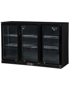 Back bar cooler 3 sliding doors 300 litres Black | Stalwart DA-BLBC03PS
