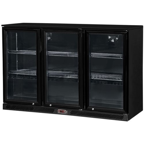 Back bar cooler 3 sliding doors 300 litres Black | Stalwart DA-BLBC03PS