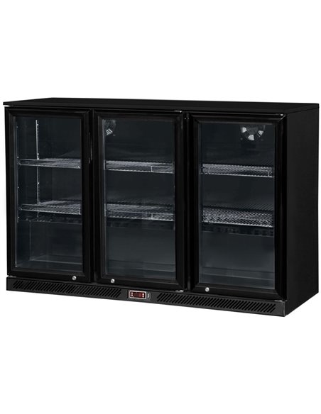 Back bar cooler 3 sliding doors 300 litres Black | Stalwart DA-BLBC03PS