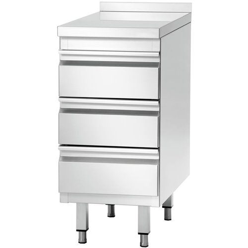 Commercial drawer cabinet Stainless steel 3 drawers Upstand Width 500mm Depth 700mm | DA-THSS3R57A