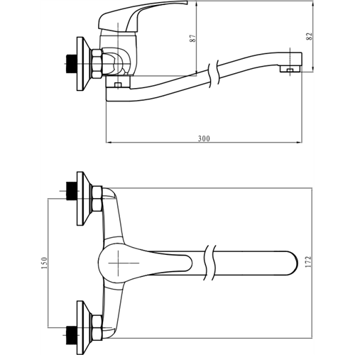 Wall Mounted Mixer Tap with Stainless Steel Spout Single Lever Chrome | DA-60128000