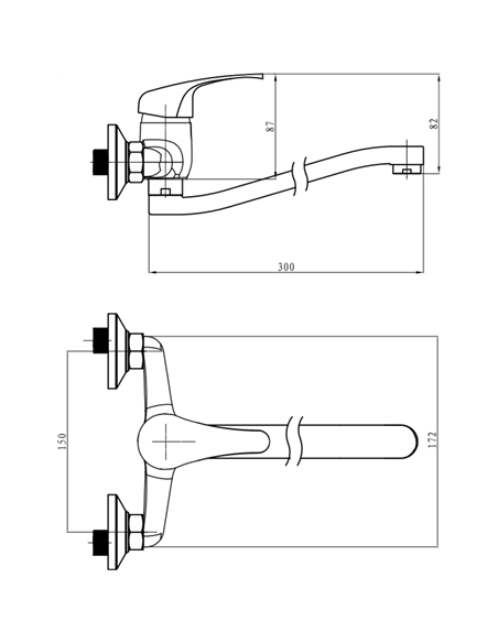 Wall Mounted Mixer Tap with Stainless Steel Spout Single Lever Chrome | DA-60128000