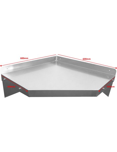 Wall Shelf Corner unit Stainless steel 600x600x250mm | DA-WSCN6040