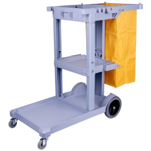 Professional Janitor/Cleaning Trolley Grey with Lid 1200x520x990mm | Stalwart DA-JYXMC301GREY