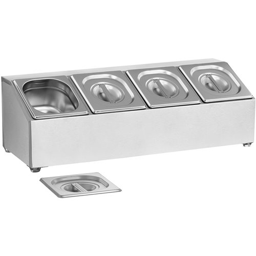 Commercial Condiment Holder including 4xGN1/6 pans &amp lids | DA-CHD04A