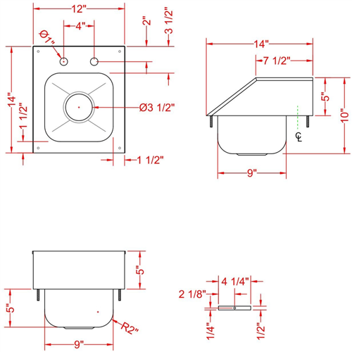 Drop-in Sink 1 bowl with Splashback Stainless steel | Stalwart DA-DIS1DB090905SP
