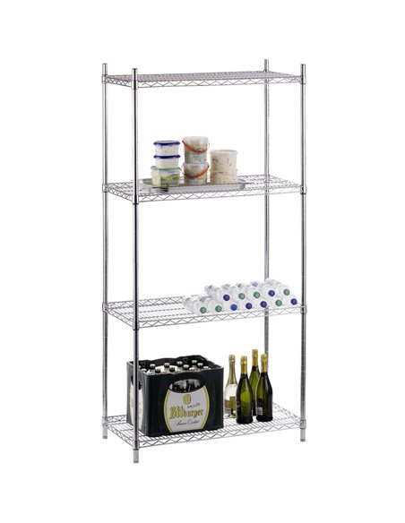 Commercial Shelving unit 4 tier 1000kg Width 900mm Depth 450mm Chrome wire | DA-CR9045180A4