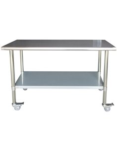 Commercial Mobile Work Table Stainless Steel Bottom Shelf 900x600x900mm | DA-WTG600X900C