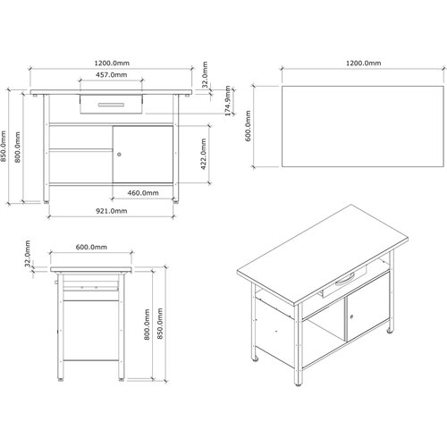 Professional Grey and Black Workshop 2 Layer Workbench with 2 Lockers and 30mm Wooden Desktop 1200x600x850mm | DA-TC006B