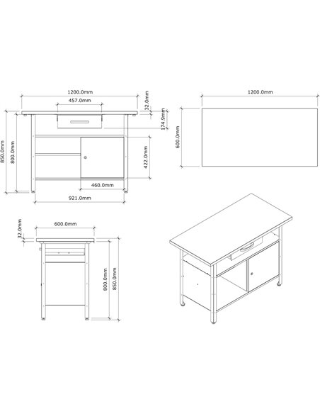 Professional Grey and Black Workshop 2 Layer Workbench with 2 Lockers and 30mm Wooden Desktop 1200x600x850mm | DA-TC006B