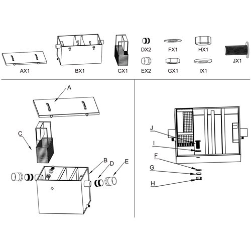 Grease trap Fat separator Stainless steel 25 litres | DA-OS10