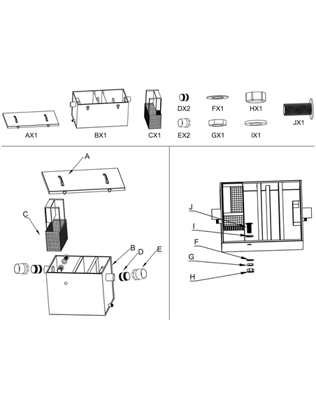 Grease trap Fat separator Stainless steel 25 litres | DA-OS10