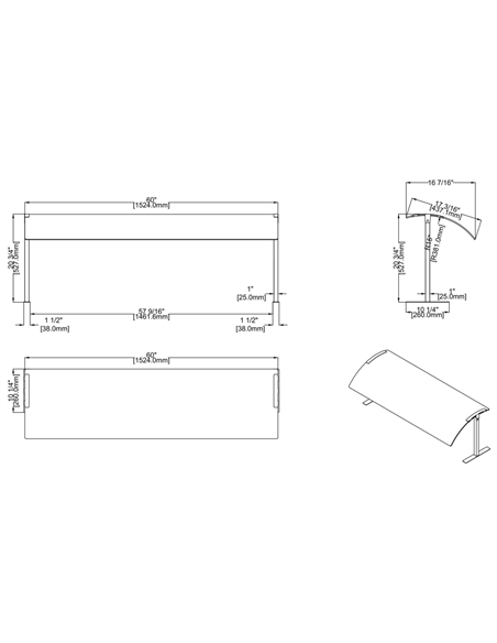 Acrylic Stand alone Sneeze guard with Stainless steel frame 1524x417x527mm | DA-SASG1660