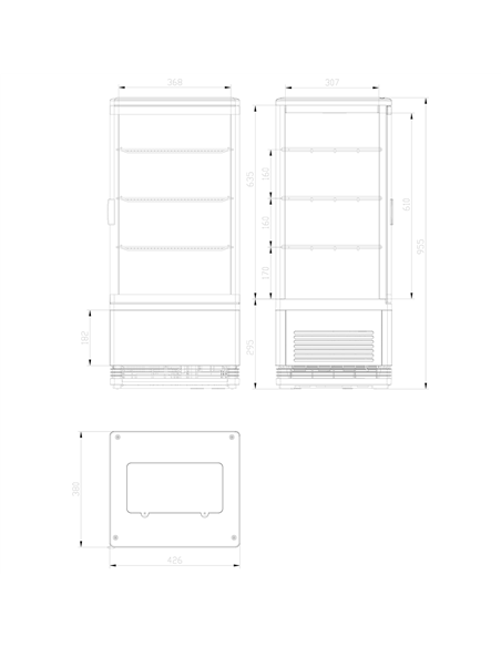 Refrigerated Display case 3 grids 78 litres Black Countertop | DA-RT78LB