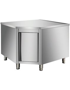 Commercial Worktop Floor Cupboard Corner unit Hinged door Stainless steel Sides 700mm | DA-THESR107