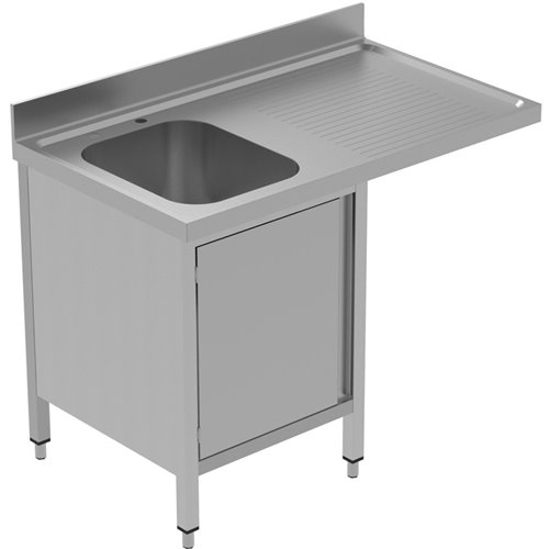Commercial Sink for dishwashers with Cupboard 1 bowl Left Splashback 1200mm Depth 600mm | DA-VSCH126LBS
