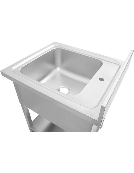 Commercial Sink Stainless steel 1 bowl Bottom shelf Splashback 600mm Depth 600mm | DA-THSTR66BM1
