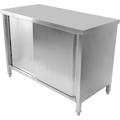 Commercial Worktop Floor Cupboard Sliding doors Stainless steel Width 1400mm Depth 600mm | DA-VTC146SL