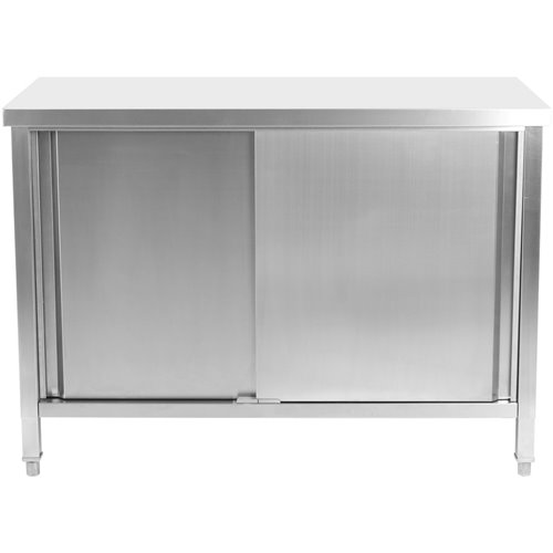 Commercial Worktop Floor Cupboard Sliding doors Stainless steel Width 1600mm Depth 700mm | DA-VTC167SL