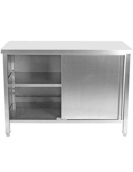 Commercial Worktop Floor Cupboard Sliding doors Stainless steel Width 1600mm Depth 700mm | DA-VTC167SL