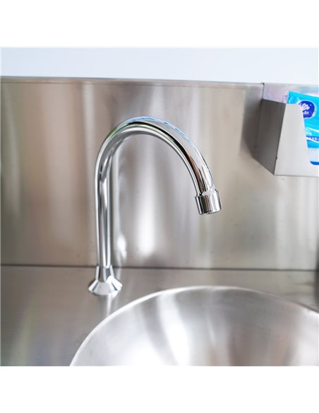 Foot Operated Mobile Wash Basin with Backsplash Paper Towel Dispenser & Castors Stainless Steel