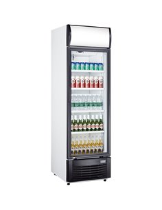 Commercial Bottle cooler Upright 382 litres Static cooling Hinged glass door Black/White | Display Fridge