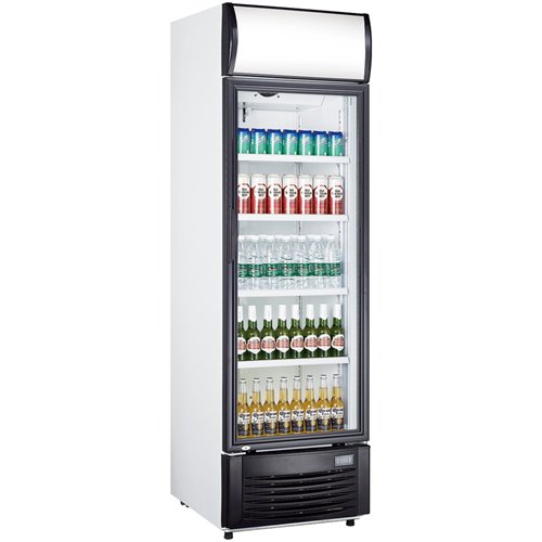 Commercial Bottle cooler Upright 382 litres Static cooling Hinged glass door Black/White | Display Fridge