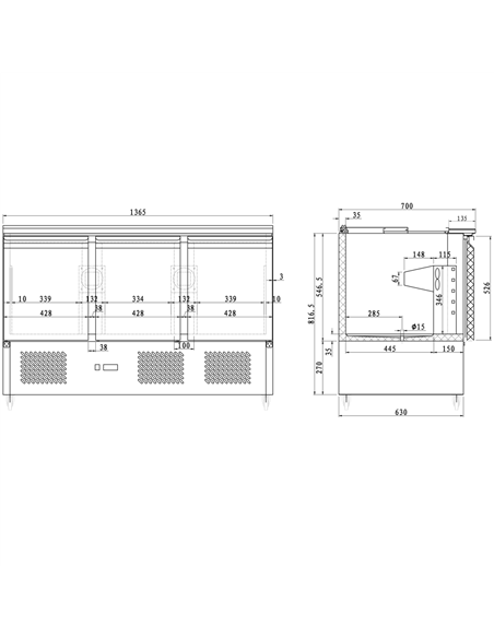 Saladette Open top 3 doors | Stalwart DA-THS903
