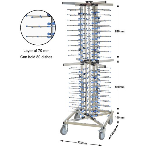 Commercial Plate trolley Stainless steel 80 plates 600x575x1760mm | DA-WHX1350