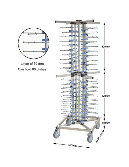 Commercial Plate trolley Stainless steel 80 plates 600x575x1760mm | DA-WHX1350