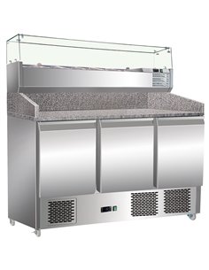 Pizza Counter 3 doors Refrigerated Counter top display 6xGN1/4 Depth 700mm | DA-PZ14+PT14