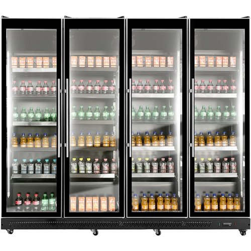 Commercial Display Refrigerator Four Glass Door 1650 litres Black | Stalwart DA-KXG2240BLACK