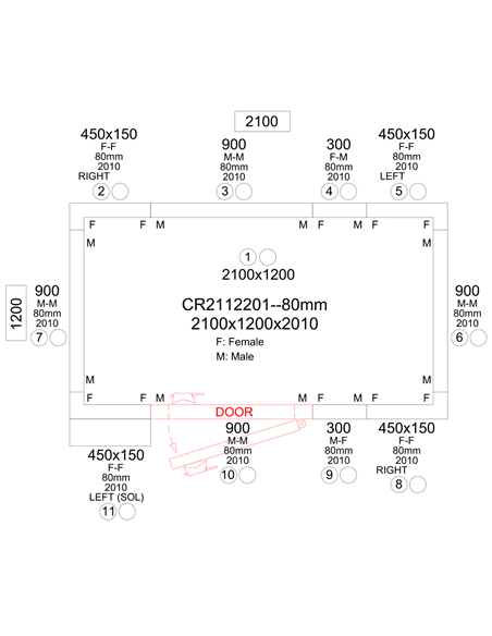 Freezer room with Freezing unit 2100x1200x2010mm Volume 3.7m3 | DA-FR2112201