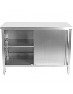 Commercial worktop Floor Cupboard Sliding doors Stainless steel Width 1200mm Depth 600mm | DA-VTC126SL 2