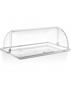 Polycarbonate Gastronorm Tray with Roll-up Dome Cover GN1/1 Depth 20mm  | Stalwart DA-GFT11-GFM11
